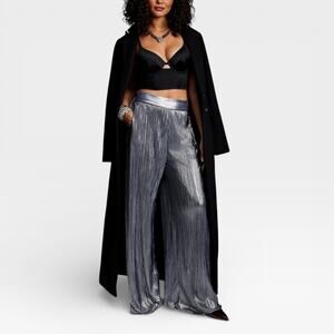 Jessica Simpson Adaeze Wide Leg Pants Women’s 3X Silver Metallic NWT $89